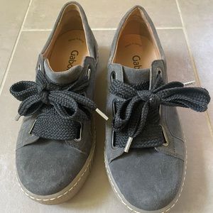 Gabor sneakers. Charcoal Grey. Suede and leather, tie detail. Worn once!!